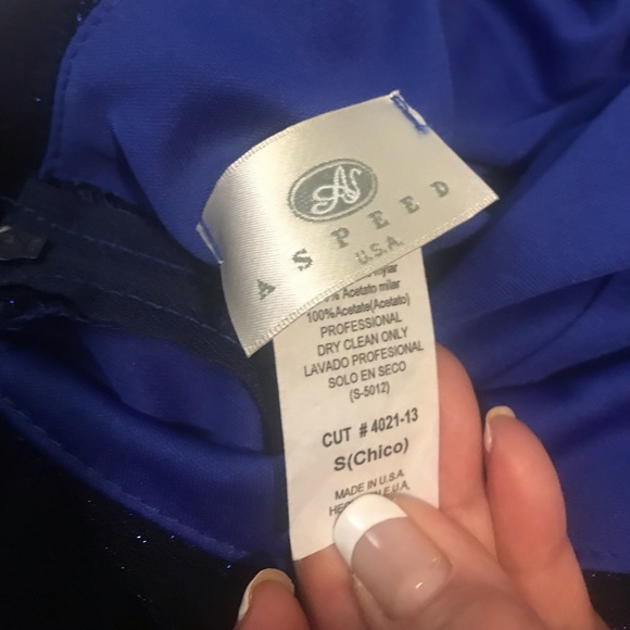 Deep Blue Shiny Prom Dress - Picture 6 of 7